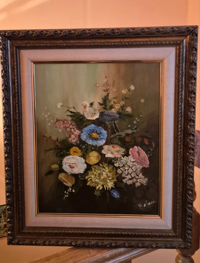 Cuadro Óleo Flores Pintado a Mano