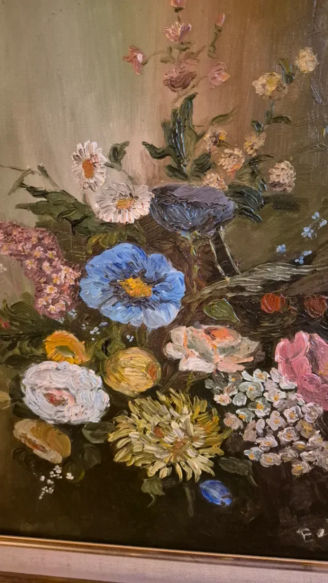 Cuadro Óleo Flores Pintado a Mano