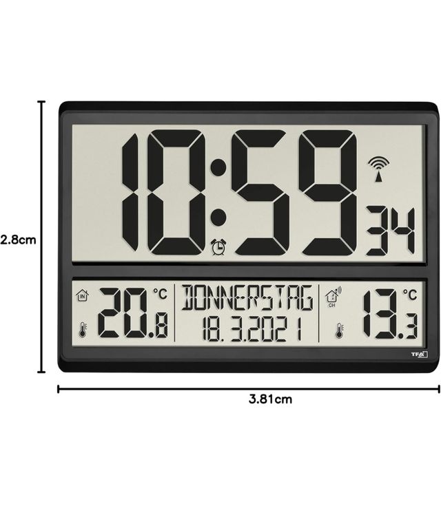 Relógio de parede digital com temperatura