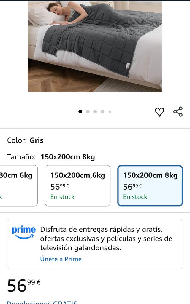 Manta pesada 8 kg cama 90 GOOD NITE