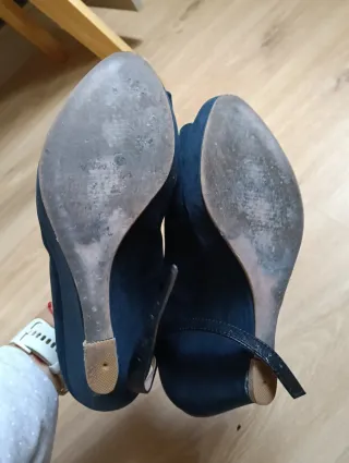 Zapatos Zara Azul Peep Toe Tacón