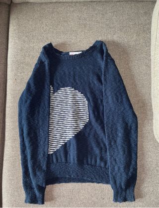 Jersey TEX niña corazón azul y blanco