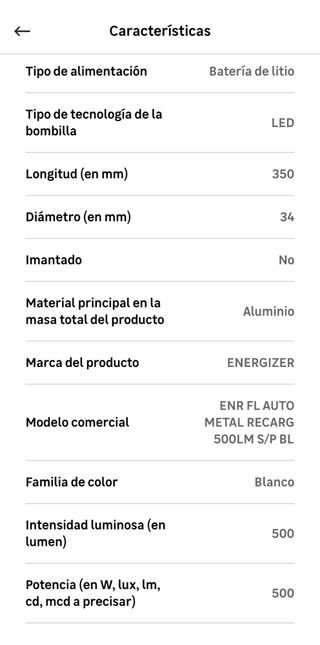 Linterna ENERGIZER Recargable 500 Lúmenes