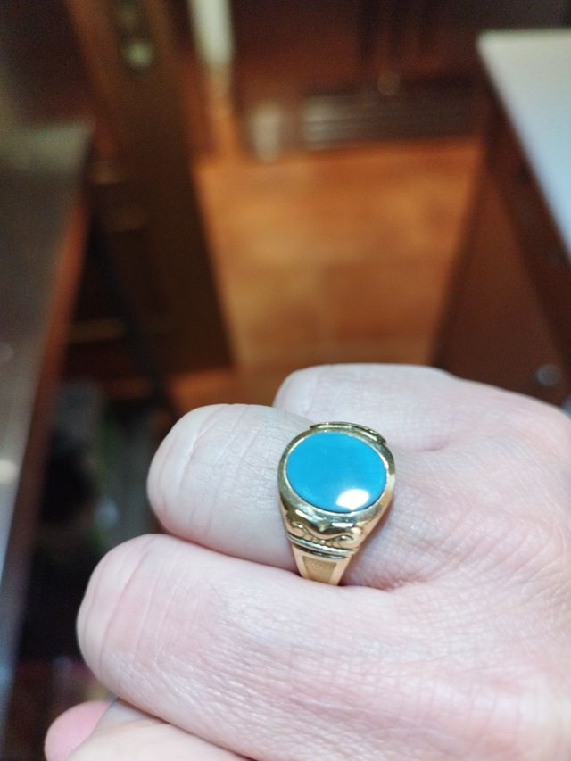 Anillo Oro 18k Ágata Azul