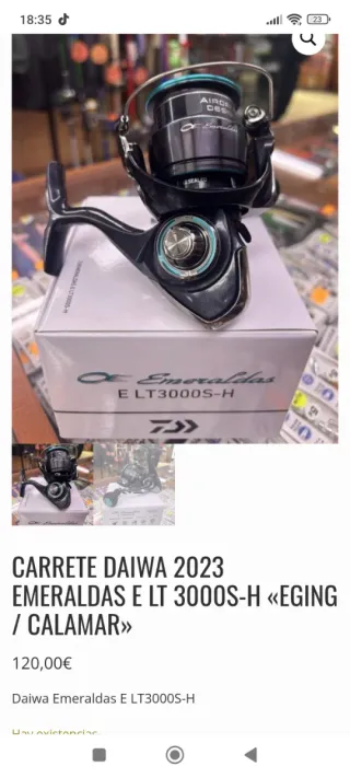 Carrete Daiwa Emeraldas LT3000S-H.   Caña emeralda