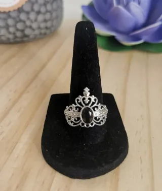 Anillo Cuarzo Ahumado natural, ajustable.