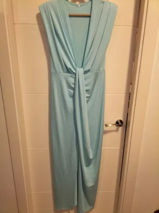 Vestido largo azul de licra talla M