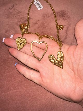 Collana cuori in acciaio dorato