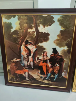 Cuadro antiguo escena campestre