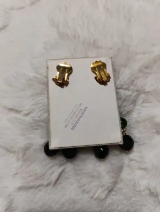 Pendientes vintage colgantes negros, verdes, ámbar
