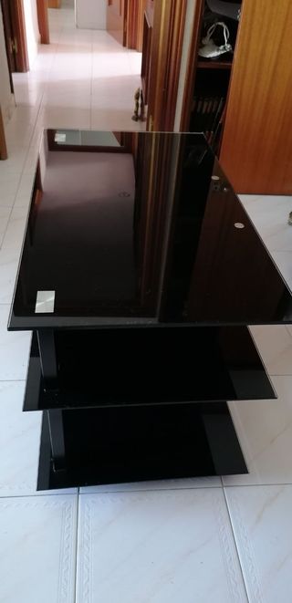 Mesa TV Cristal Templado Negro