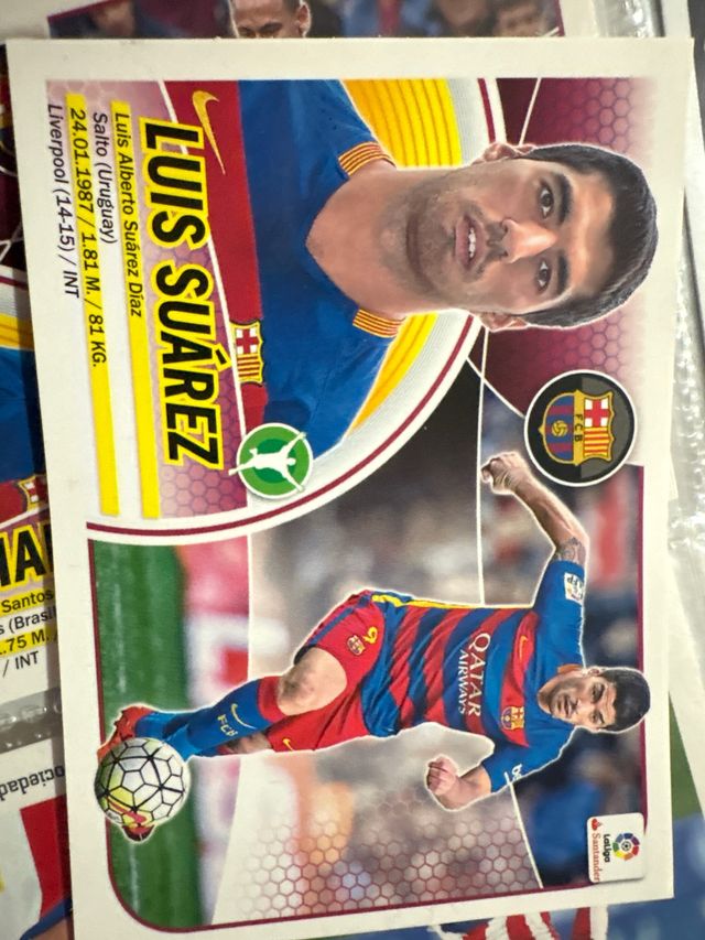 Carta Luis Suárez Panini 16/17
