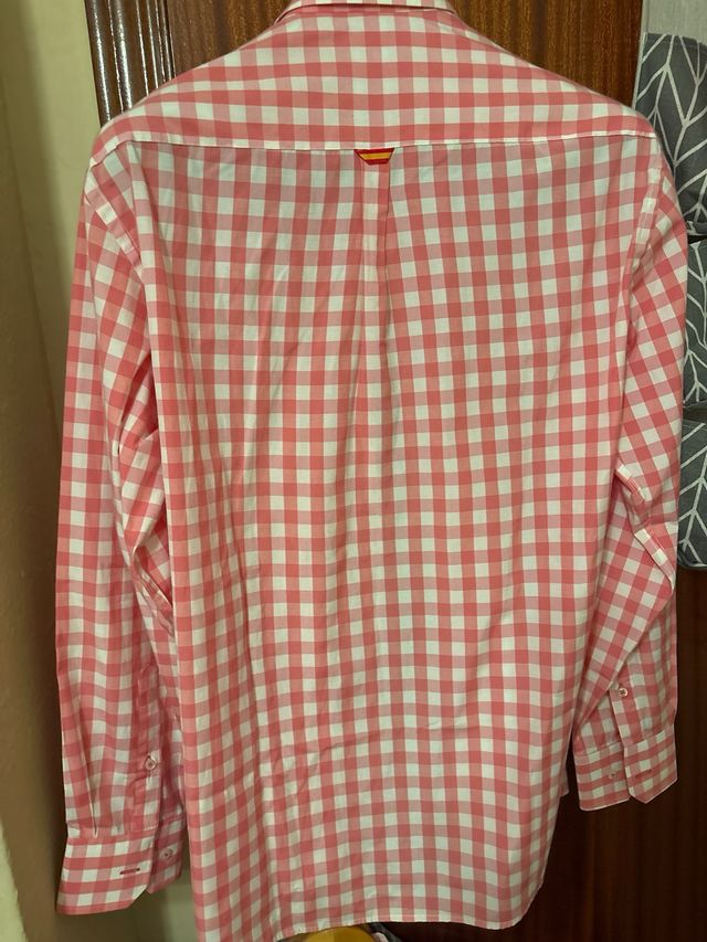 Camisa cuadros rosa y blanca Talla M