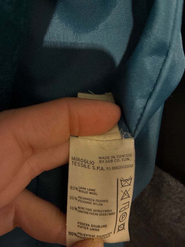 Cappotto lana donna color ottanio