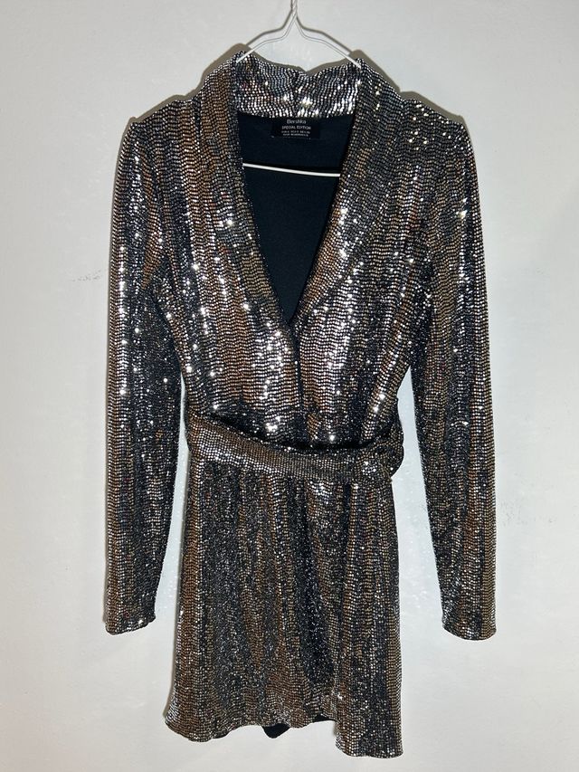 Vestido lentejuelas Bershka