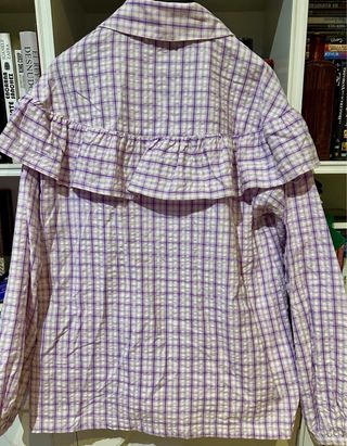 Camisa Scalpers Morada Cuadros Volante