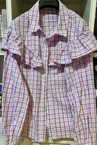 Camisa Scalpers Morada Cuadros Volante