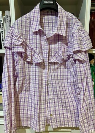 Camisa Scalpers Morada Cuadros Volante