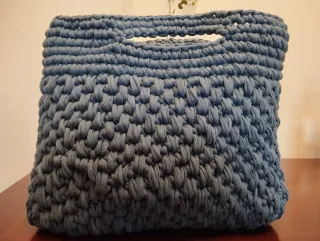 Borsa uncinetto blu/grigio