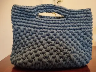 Borsa uncinetto blu/grigio