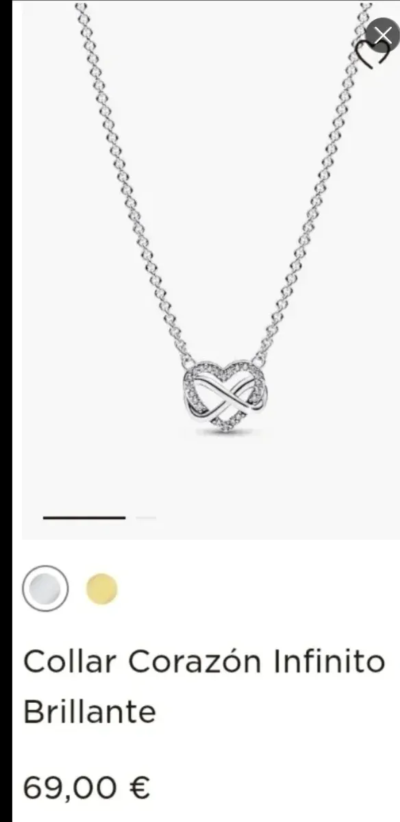 Collar Pandora Corazón Brillante Plata