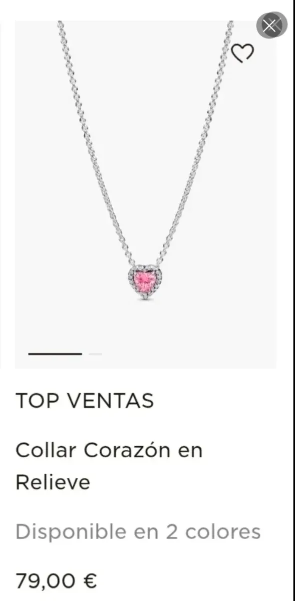 Collar Pandora Corazón Brillante Plata