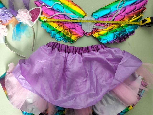 Disfraz Unicornio Alas, Falda Arcoíris y diadema
