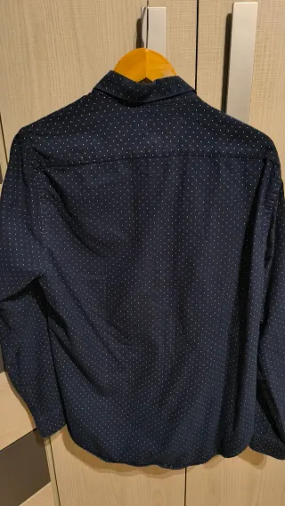 Camisa Zara Azul Estampada Talla XL Slim Fit