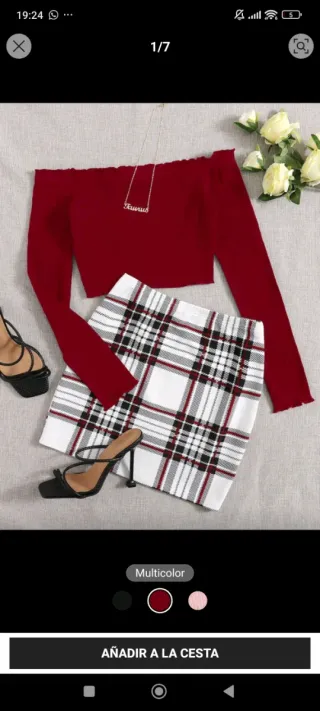 Conjunto top y falda cuadros