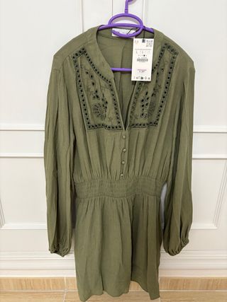 Vestido Zara verde militar talla L