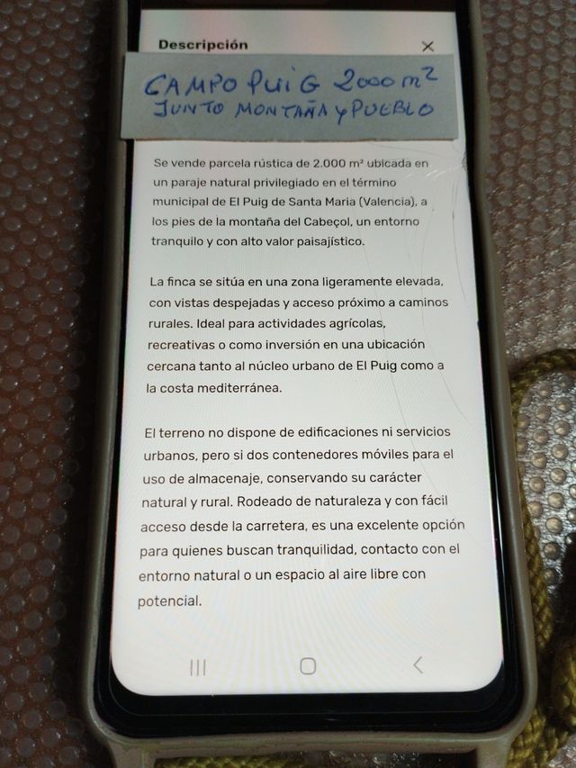 Finca rústica El Puig 2000m2