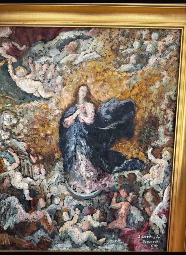 Cuadro religioso con marco dorado