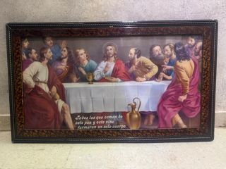 Cuadro La Santa Cena con frase