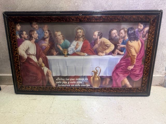 Cuadro La Santa Cena con frase