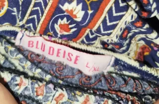 Tuta senza spalline fantasia etnica L/XL blu deise