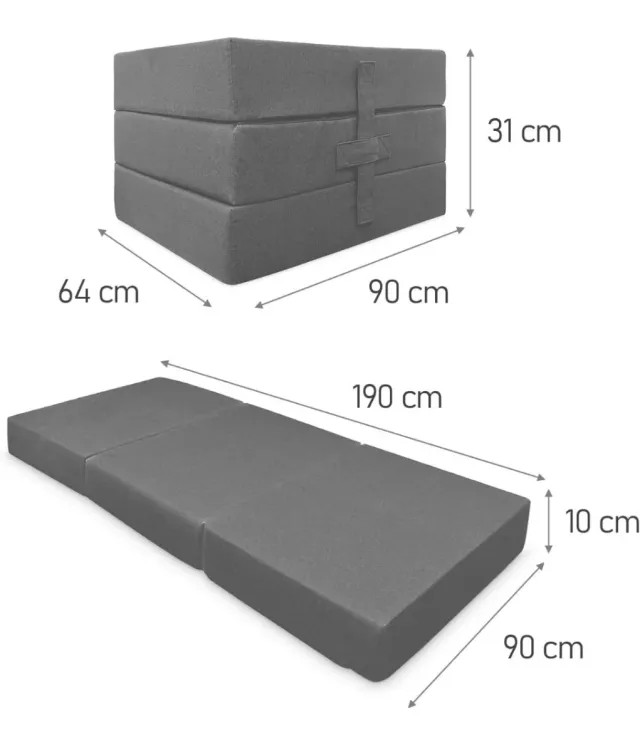 Colchón Plegable 90x190x10 cm Nuevo