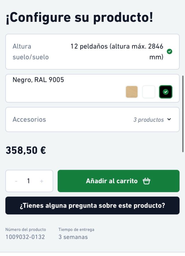 Escalera de altillo negra marca Sogem nueva