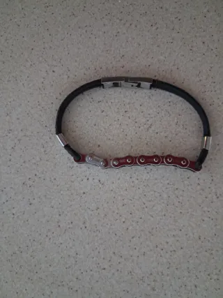 Bracciale uomo catena moto pelle