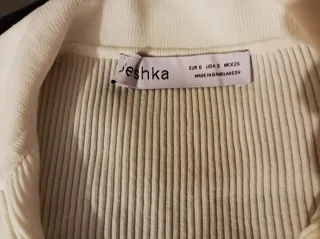 Top Bershka Blanco Manga Larga S