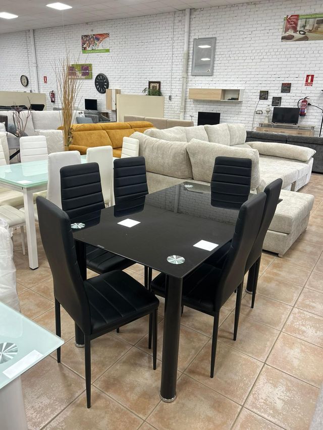 Mesa de jantar preta + 6 cadeiras modernas novas