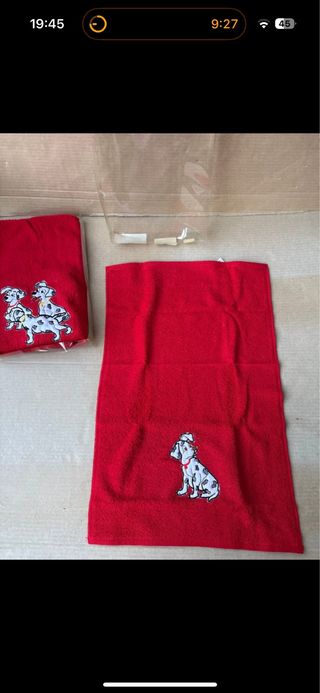 Set 2 Asciugamani Rossi Disney 101 Dalmata