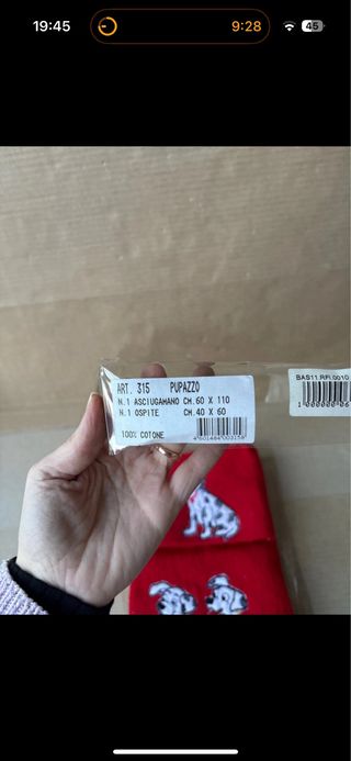 Set 2 Asciugamani Rossi Disney 101 Dalmata