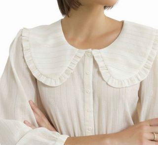 Camisa ba&sh beige con cuello Peter Pan.l