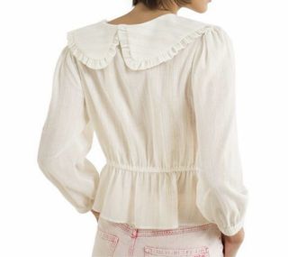 Camisa ba&sh beige con cuello Peter Pan.l