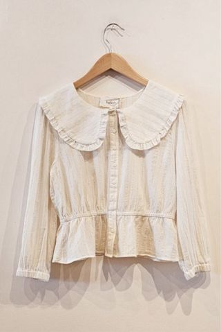 Camisa ba&sh beige con cuello Peter Pan.l