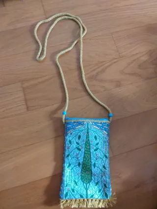 Borsa tracolla celeste e oro