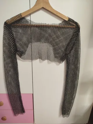 Bolero Malla Brillante Negro Talla Única