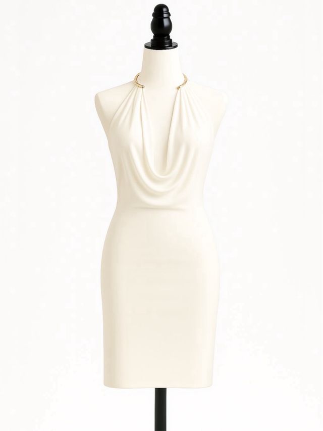 Vestido mini raso anilla dorado blanco