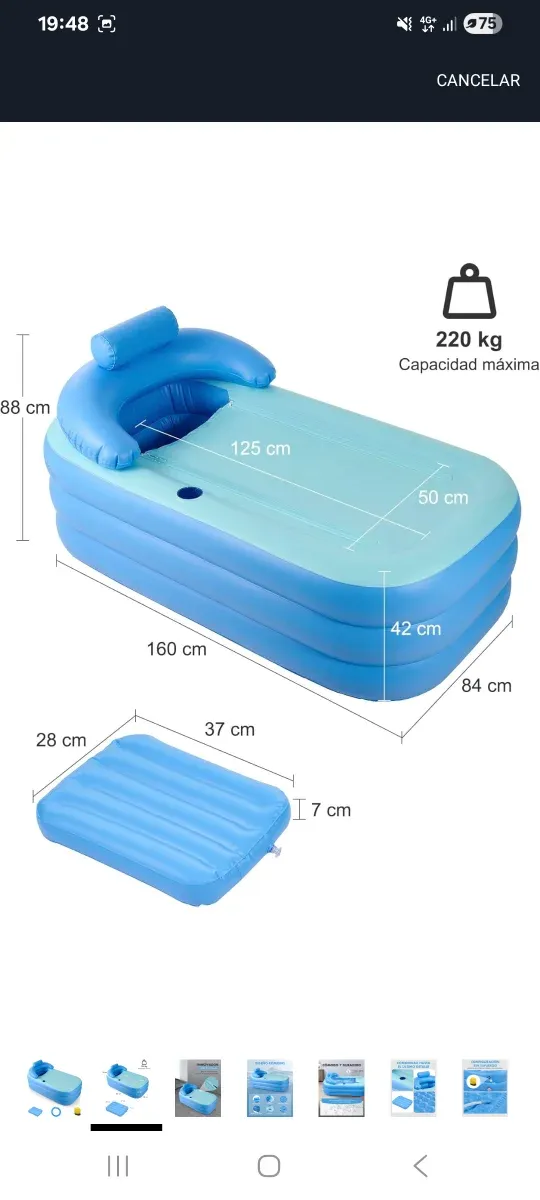 Bañera hinchable azul