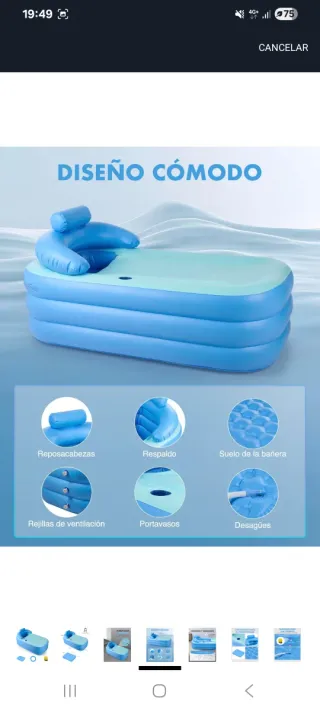 Bañera hinchable azul